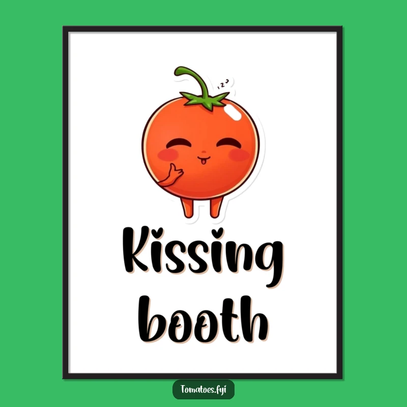 Funny Tomato Love Poster: Adorable Kissing Art for Sweethearts and Veggie Lovers!