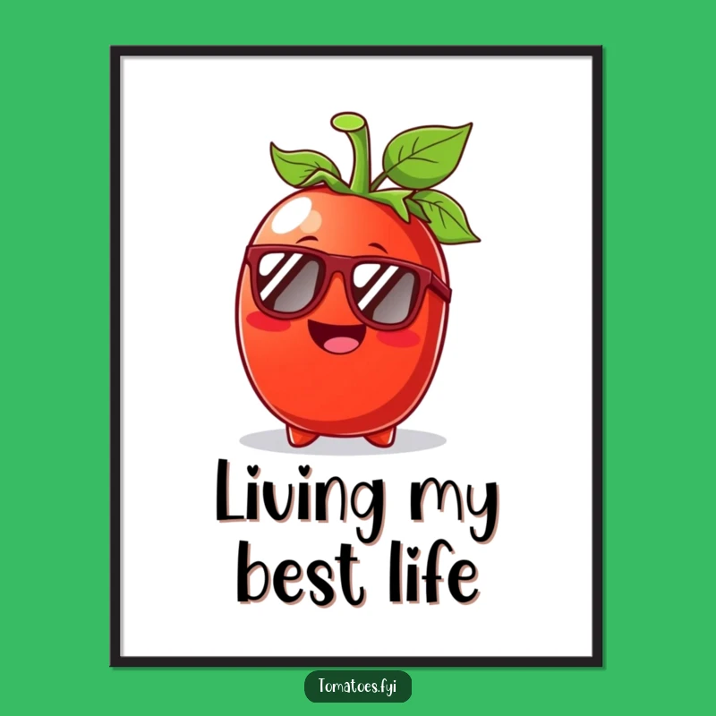 Funny Tomato Sunglasses Poster: Sunny day art print, stylish funny gift for decor.