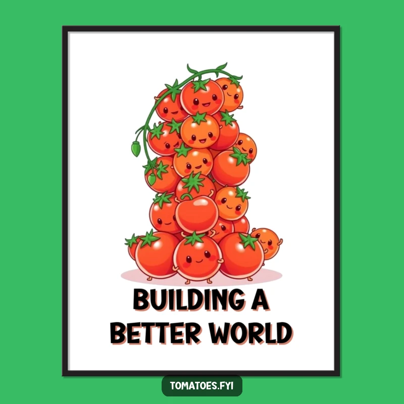 Funny Tomato Tower Poster: Hilarious Vegetable Construction Art