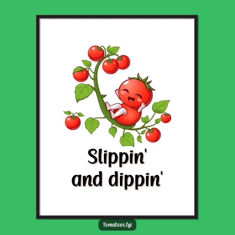 Funny Winking Tomato Poster - Playful Sliding Art for Your Walls