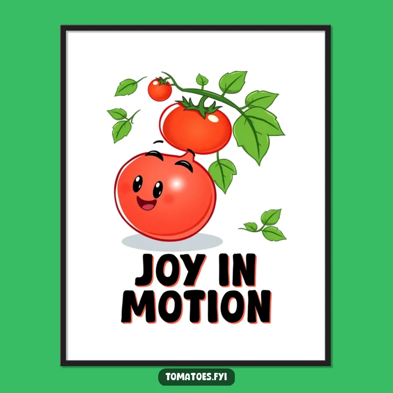 Funny Rolling Tomato Poster: Joyful Garden Art, Unique Humorous Gift for Decor