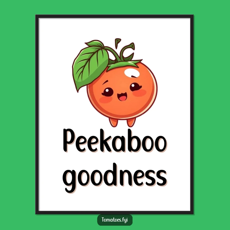 Funny Peeking Tomato Art Print - Whimsical Garden Character Decor