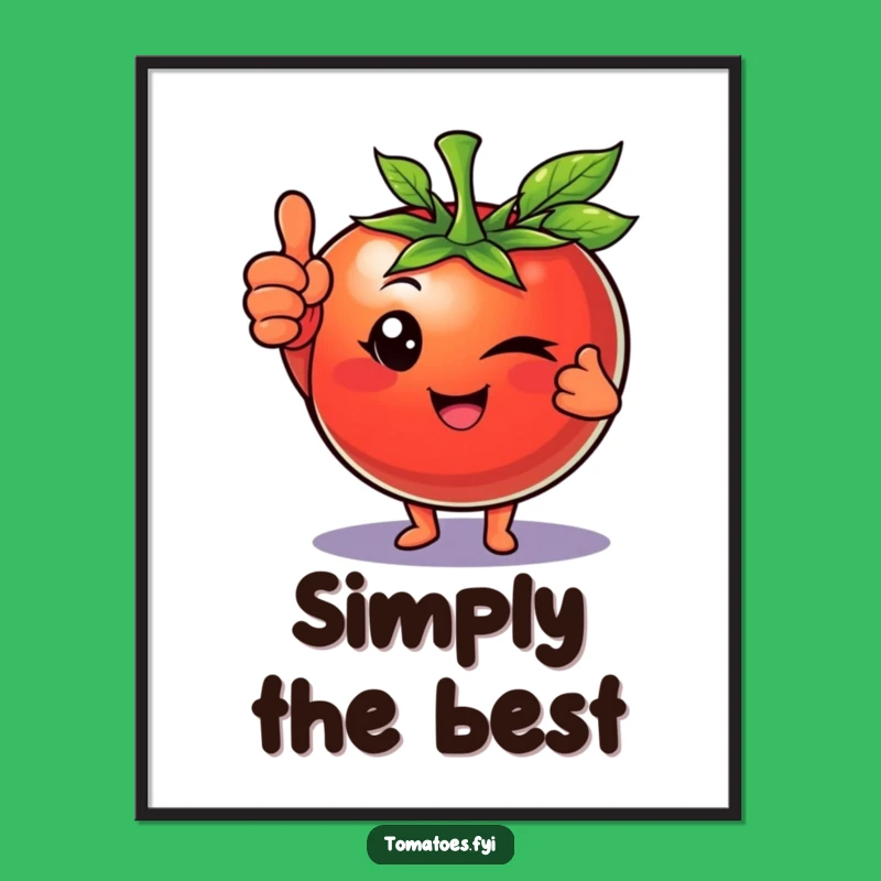 Funny Winking Tomato Thumbs Up Poster, Confident Veggie Art, Motivational Funny Gift