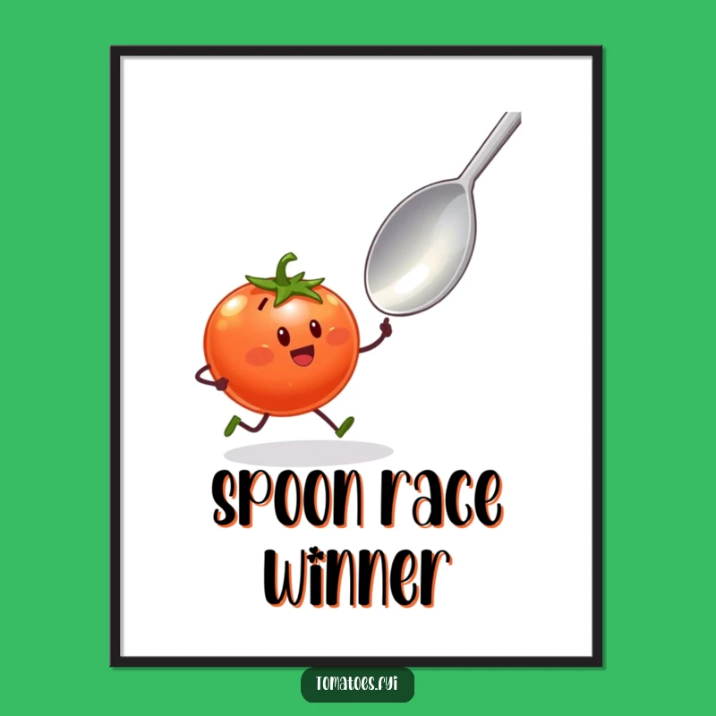 Funny Tomato Sprint Poster: Whimsical Food Art for Comedic Decor
