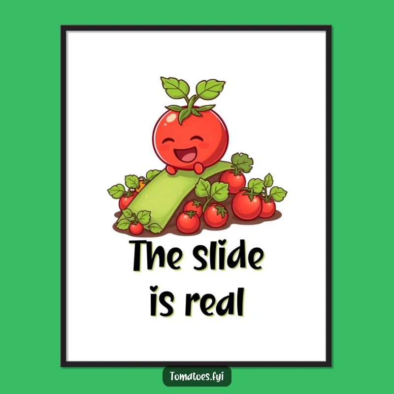 Funny Laughing Tomato Poster: Slippery Veggie Patch Art Print Gift