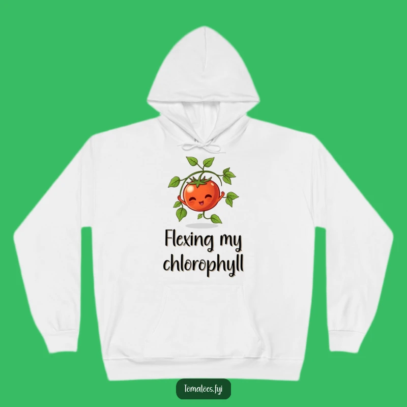 Funny Stretching Tomato Hoodie: Cozy Up with Gardener's Delight