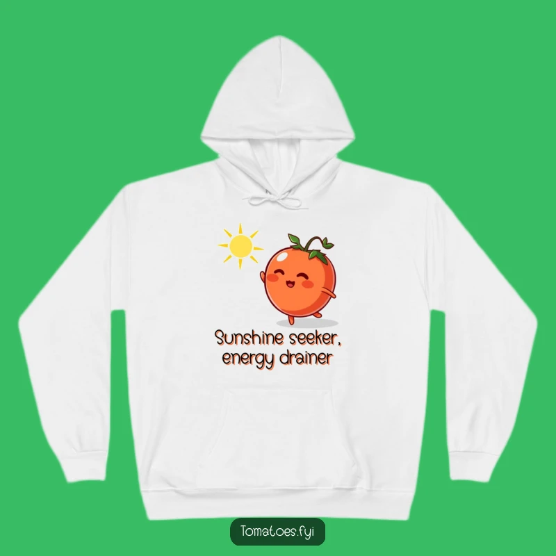 Funny Tomato Chasing Sunbeam Hoodie - Cozy Cartoon Character Comfort Gift