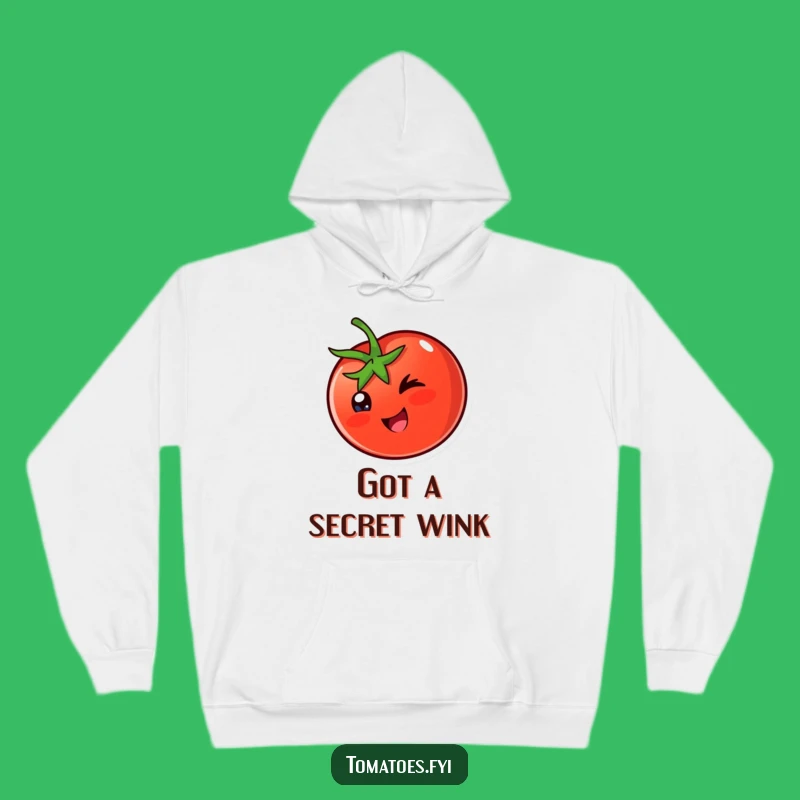 Cozy Funny Winking Tomato Hoodie: Playful Veggie, Warm Funny Gift