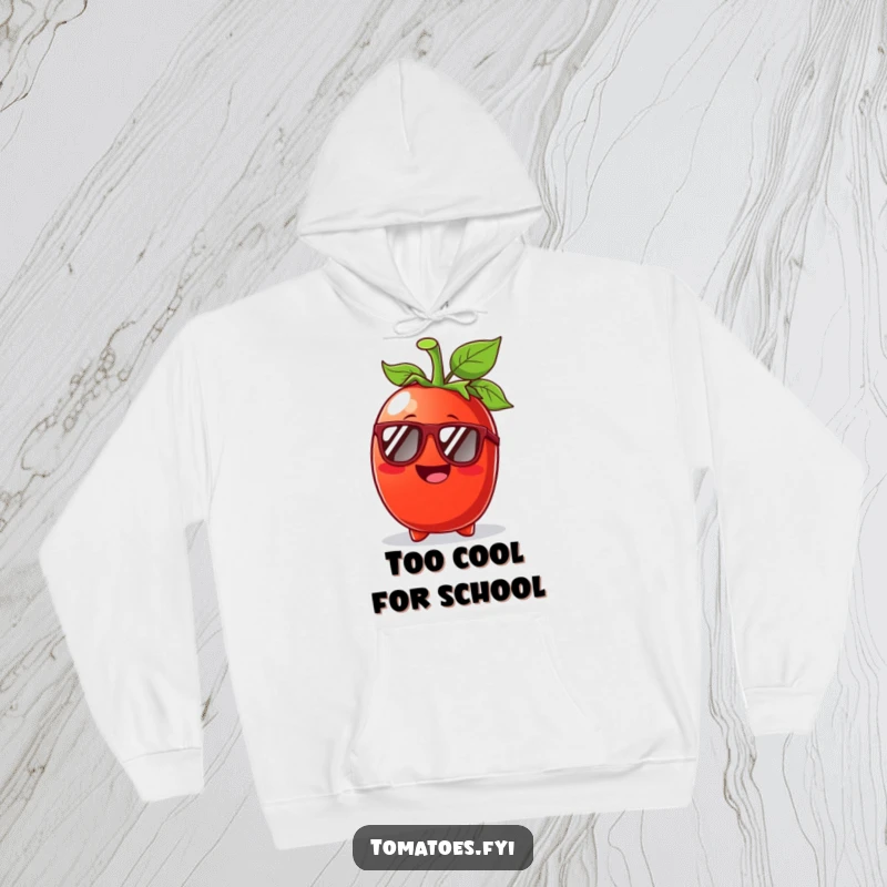 Funny Tomato Sunglasses Hoodie: A cool tomato character wearing sunglasses, radiating sunny day coolness and humor.