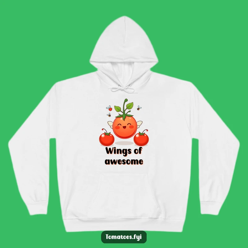 Funny Cheerful Tomato Hoodie - Cozy Flying Winged Character Warm Funny Gift Apparel