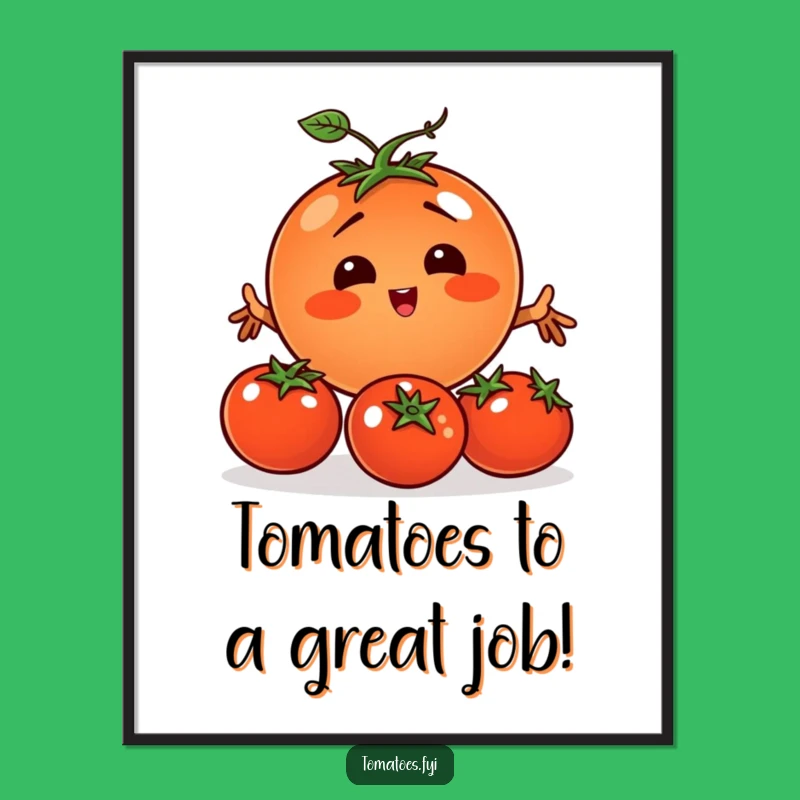 Free Printable Art: Juggling Tomato's Comic Skill, Funny Veggie Downloadable Decor