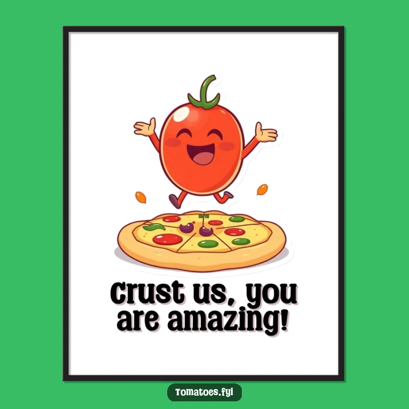 Free Printable Funny Wall Art: Tomato On Pizza, Joyful Downloadable Decor
