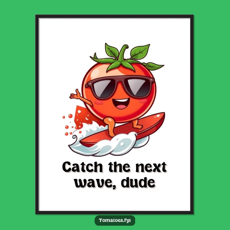 Free Printable Surfer Tomato Wall Art: Humorous Downloadable Decor