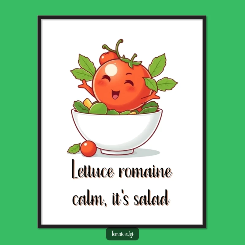 Free Printable Wall Art: Diving Tomato Salad Fun Funny Downloadable Art