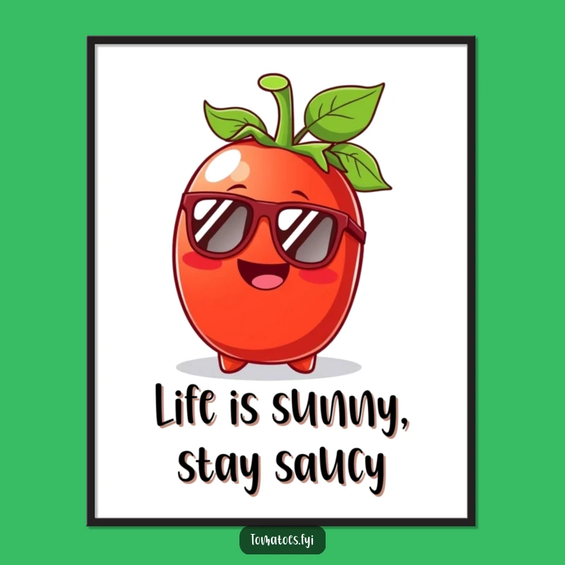 Free Printable Wall Art: Funny Tomato with Sunglasses, Humorous Downloadable Decor