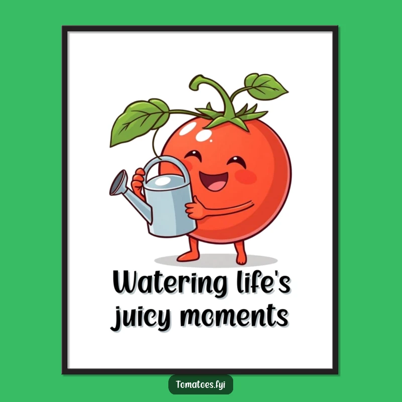 Free Printable Wall Art: Jovial Watering Tomato - Fun Downloadable Decor for Gardens