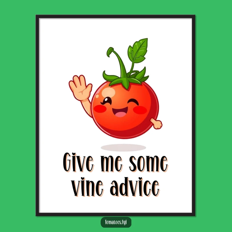 Free Printable Wall Art: Tomato's Friendly Hello, Funny Downloadable Decor