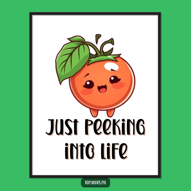 Free Printable Wall Art: Peeking Tomato Character, Whimsical Downloadable Decor