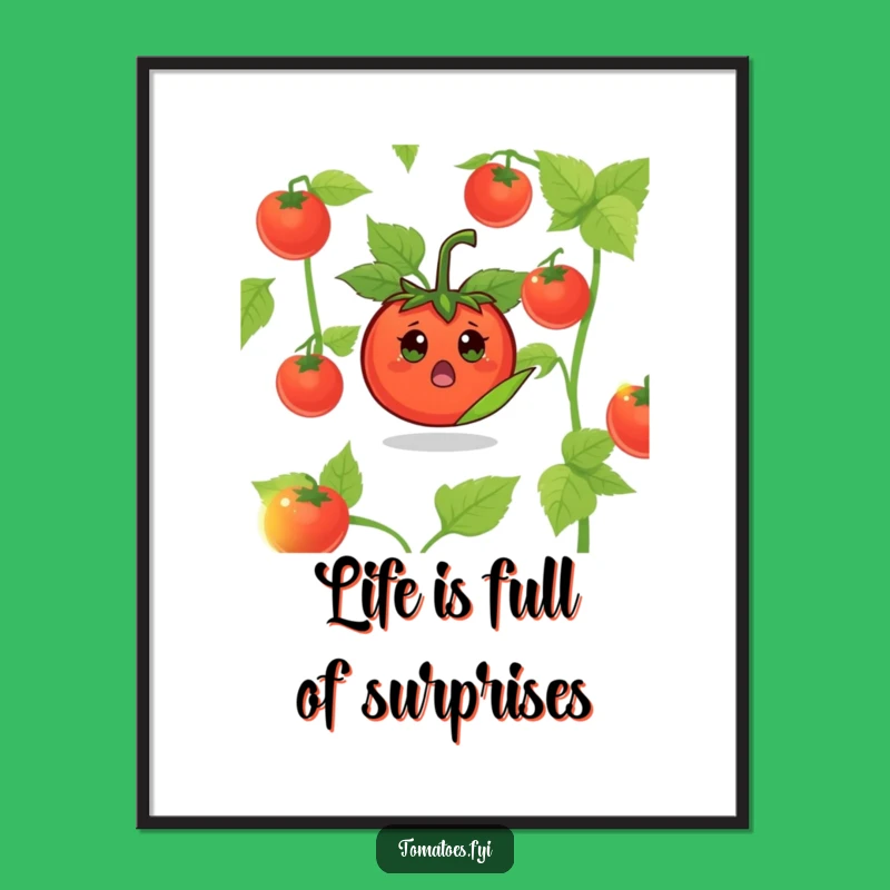 Free Printable Wall Art: Funny Surprised Tomato, Humorous Downloadable Decor