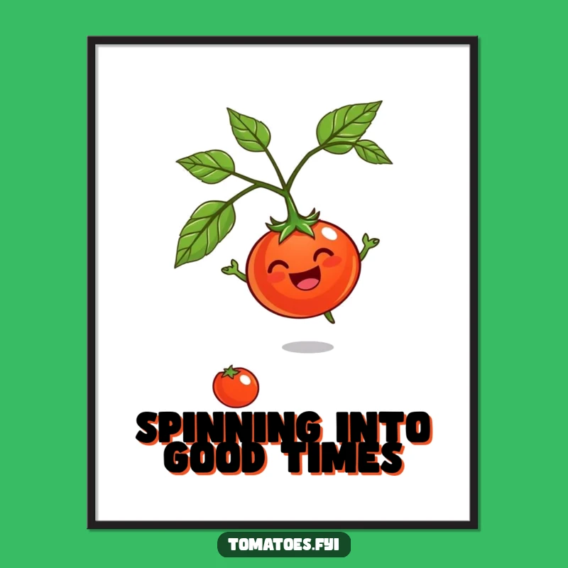 Free Printable Wall Art: Funny Spinning Tomato, Humorous Downloadable Decor