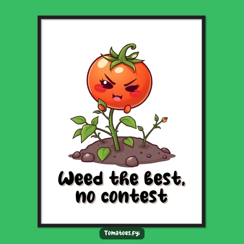 Funny Free Printable Wall Art: Determined Tomato Climbing Weed, Downloadable Decor