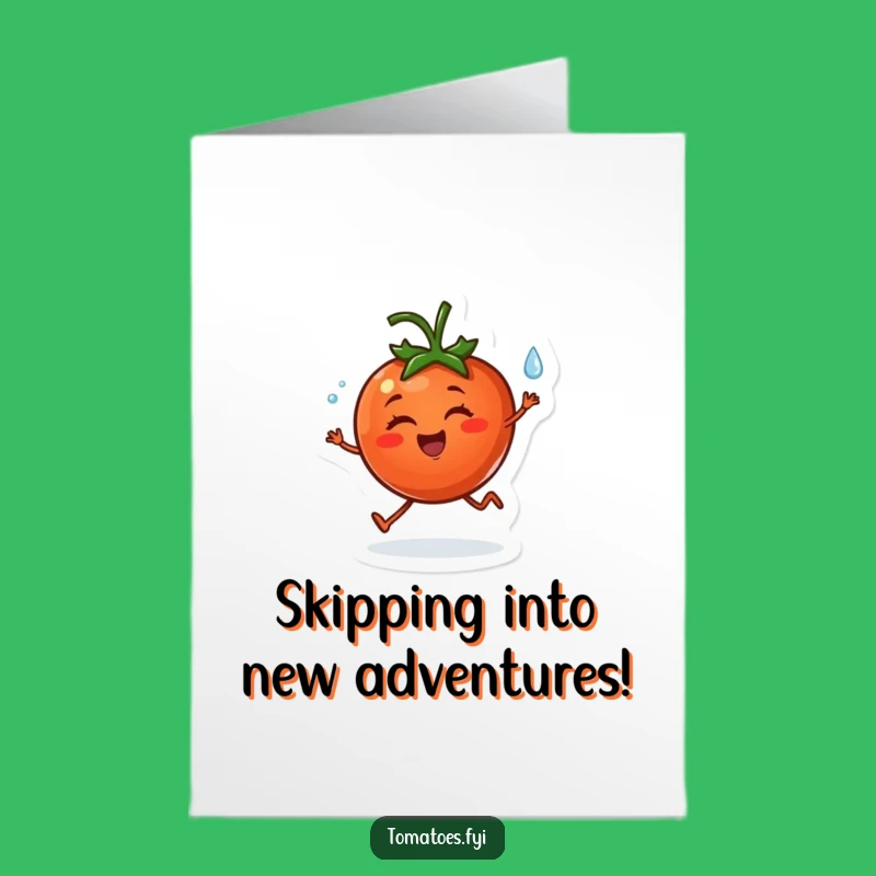 Free Printable Birthday Card: Cheerful Tomato Skip, Sunny Downloadable DIY Gift