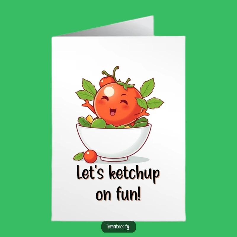 Free Printable Birthday Card: Diving Tomato Salad Fun Funny Gift