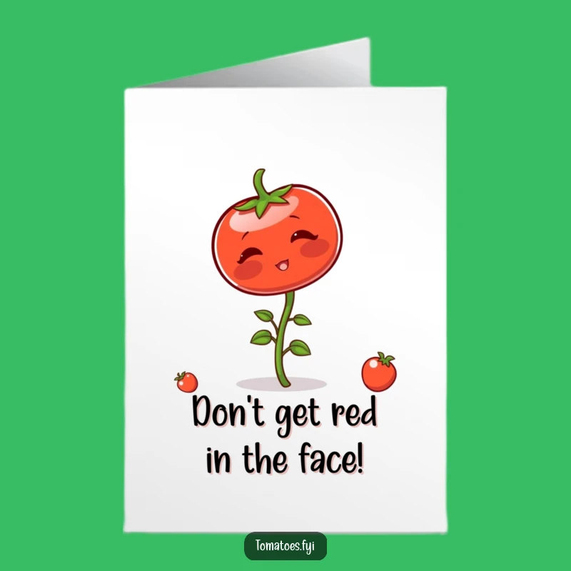 Free Printable Birthday Card: Funny Blushing Tomato Balancing Act, Downloadable DIY Gift