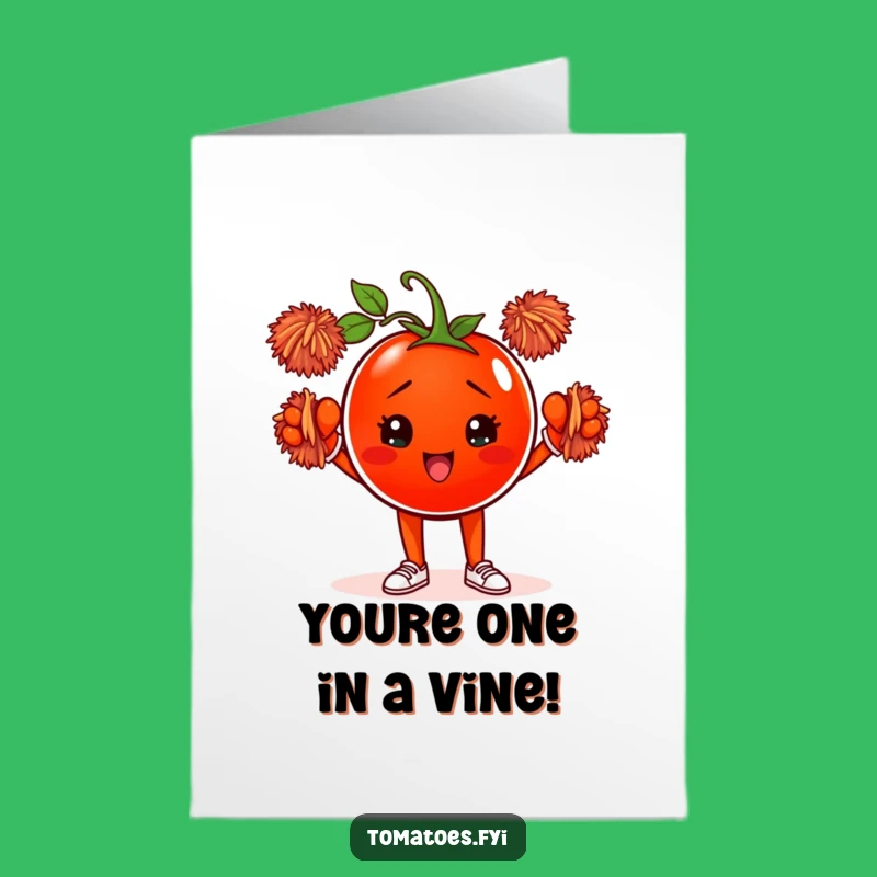 Free Printable Birthday Card: Tomato Pom-Pom Cheer, Funny Downloadable Gift