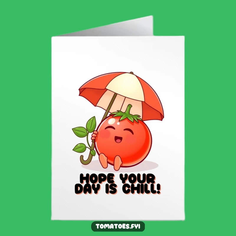 Free Printable Tomato Birthday Card: Relaxing Umbrella Downloadable