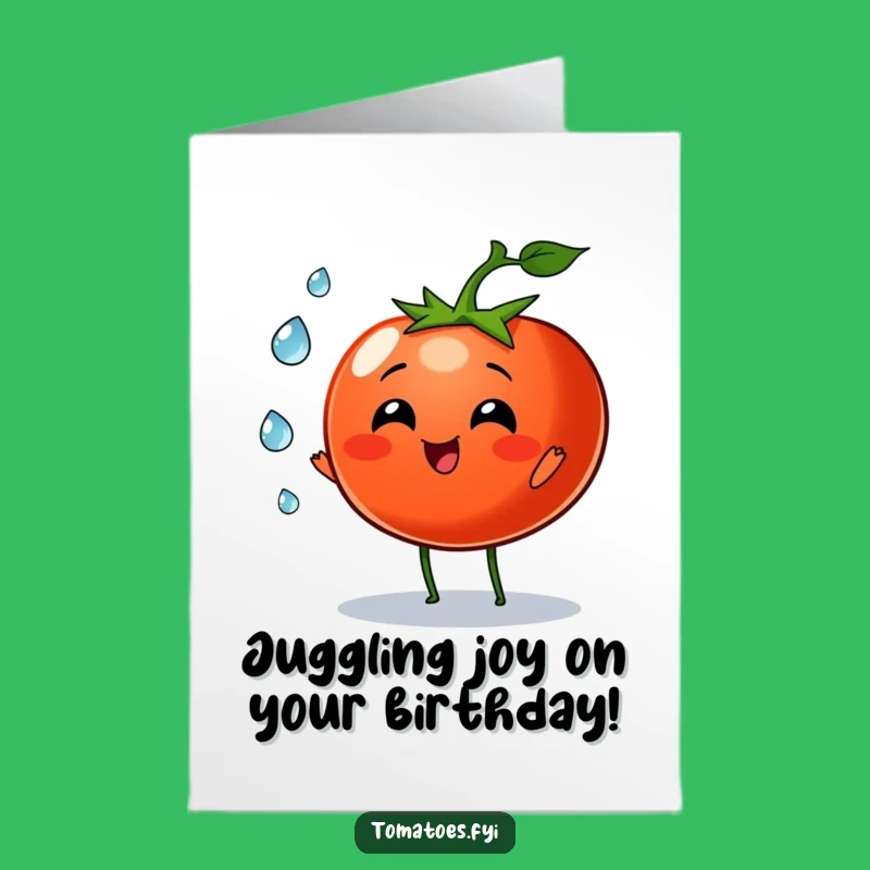 Free Printable Birthday Card: Tomato Dew Drop Juggling Downloadable - Fresh Wishes!
