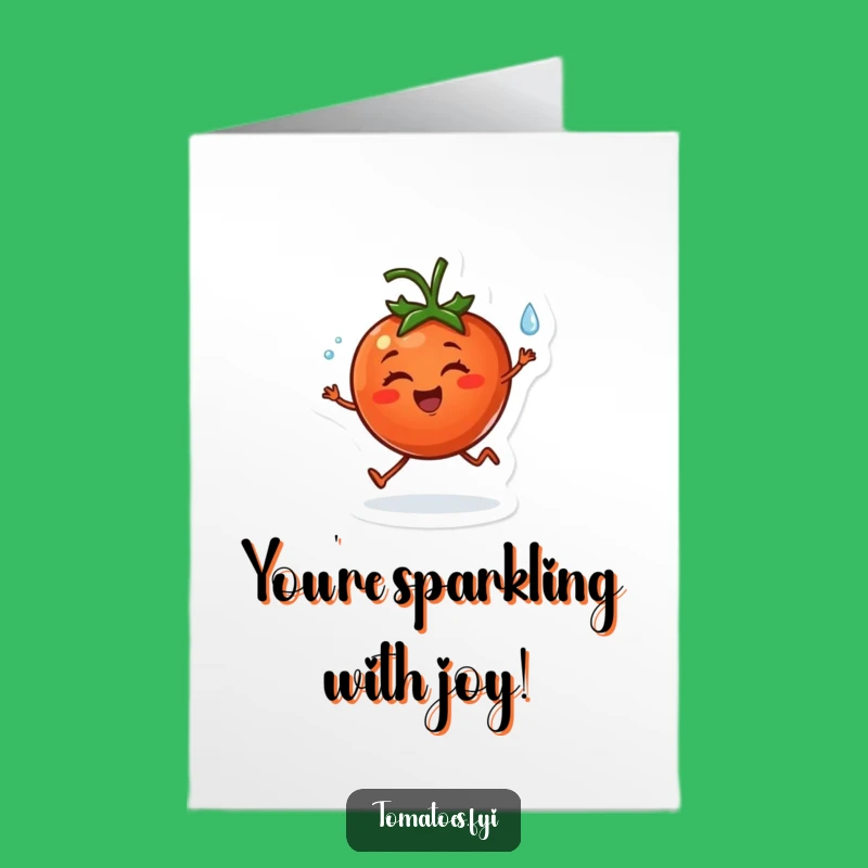 Free Printable Congrats Card: Cheerful Tomato's Joyful Skip, Downloadable DIY Gift