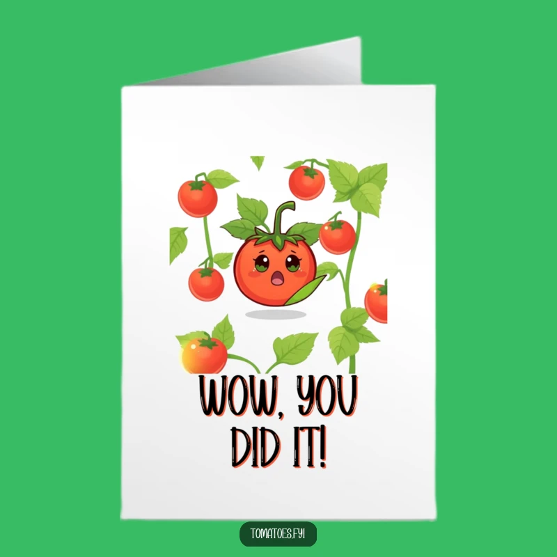 Free Printable Congrats Card: Startled Tomato, Humorous Downloadable for Big News