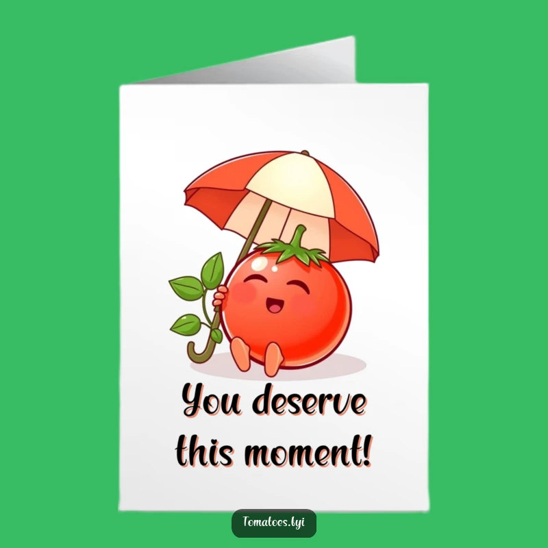 Free Printable Tomato Congrats Card: Relaxing Umbrella Downloadable