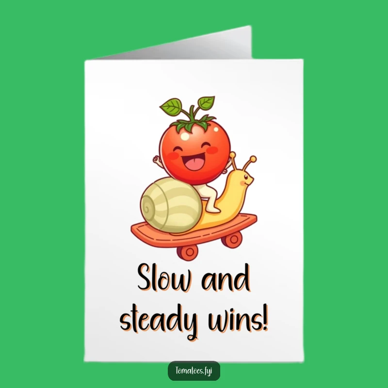 Free Printable Congrats Card: Tomato Snail Rollercoaster Downloadable - You Made It!