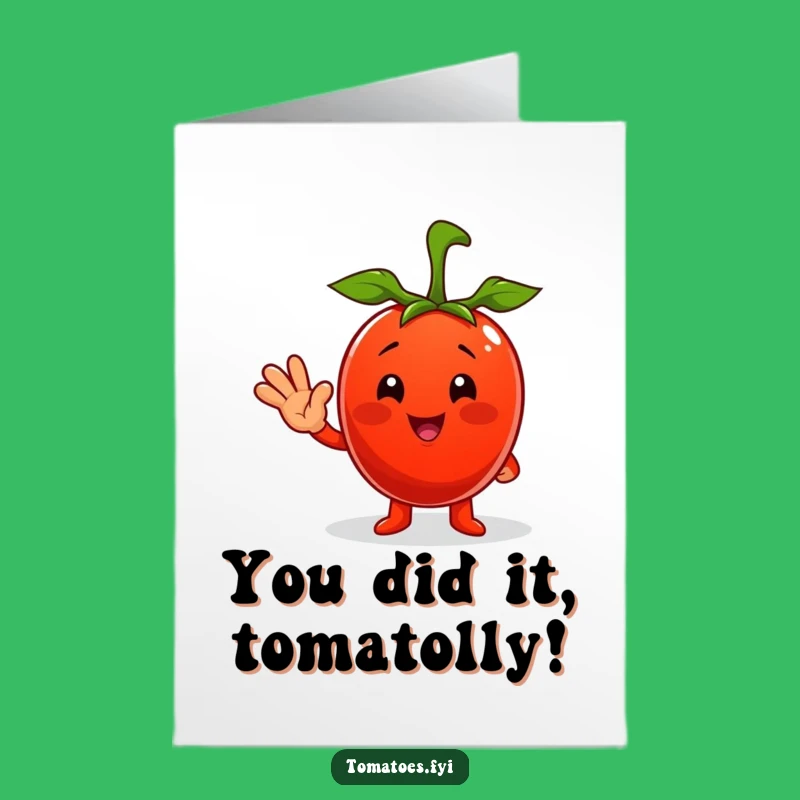 Free Printable Congrats Card: Funny Tomato Waving - Easy DIY Downloadable Celebration