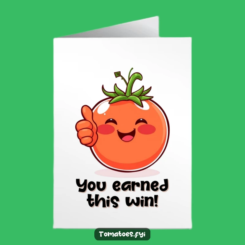 Free Printable Congrats Card: Happy Tomato Thumbs Up - Cheerful Downloadable for Success