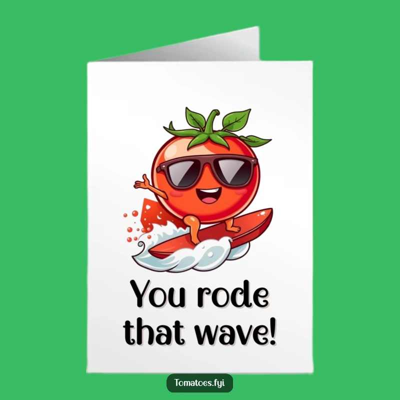 Free Printable Surfer Tomato Card: Humorous Wave Congratulations Gift
