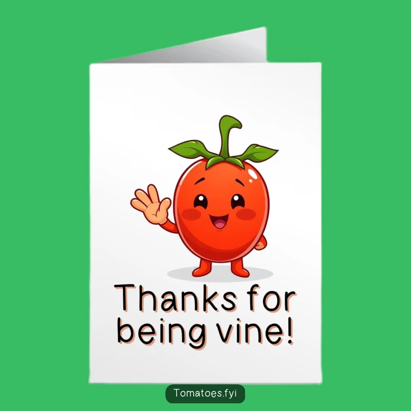 Free Printable Thank You Card: Funny Tomato Waving - Appreciate with Humor