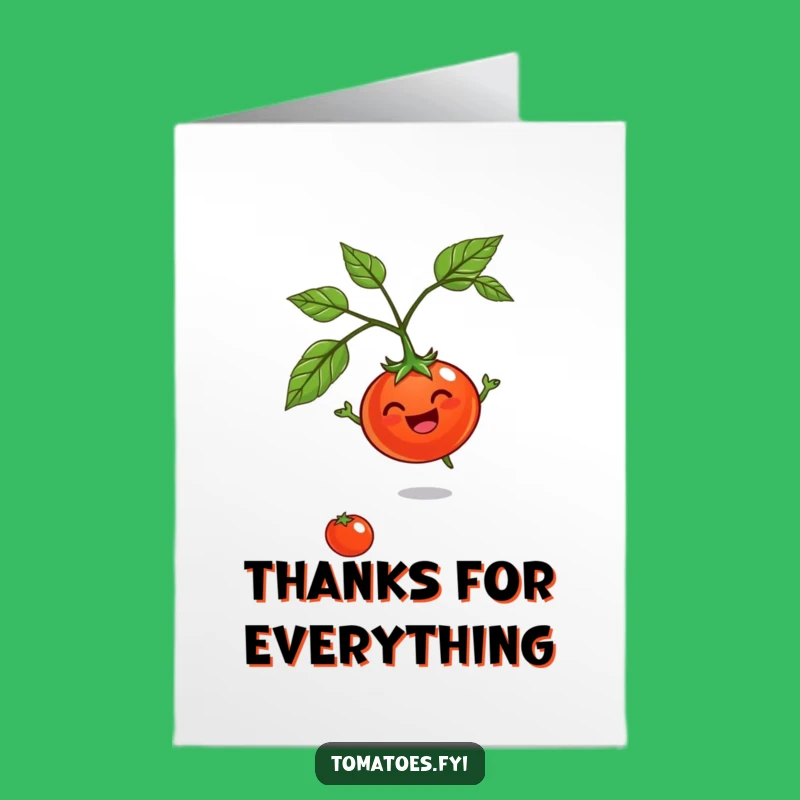 Free Printable Thank You Card: Jovial Spinning Tomato, A Humorous Downloadable Gift