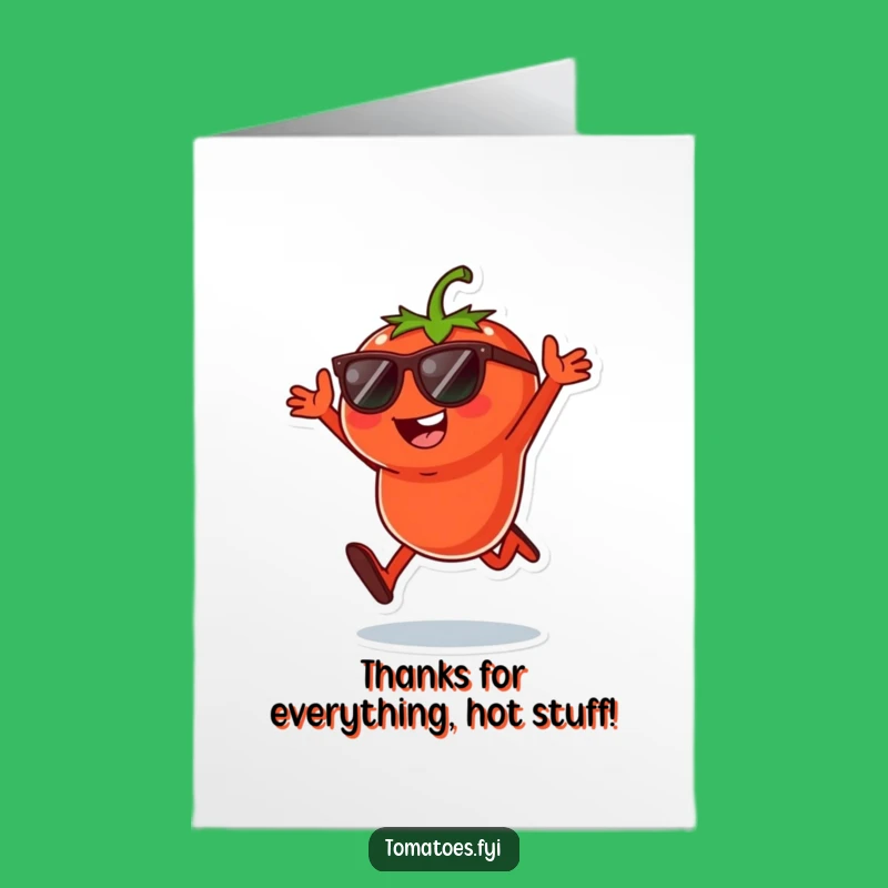 Free Printable Thank You Card: Cool Tomato Jump, Sunglasses Thanks, Humorous, Downloadable