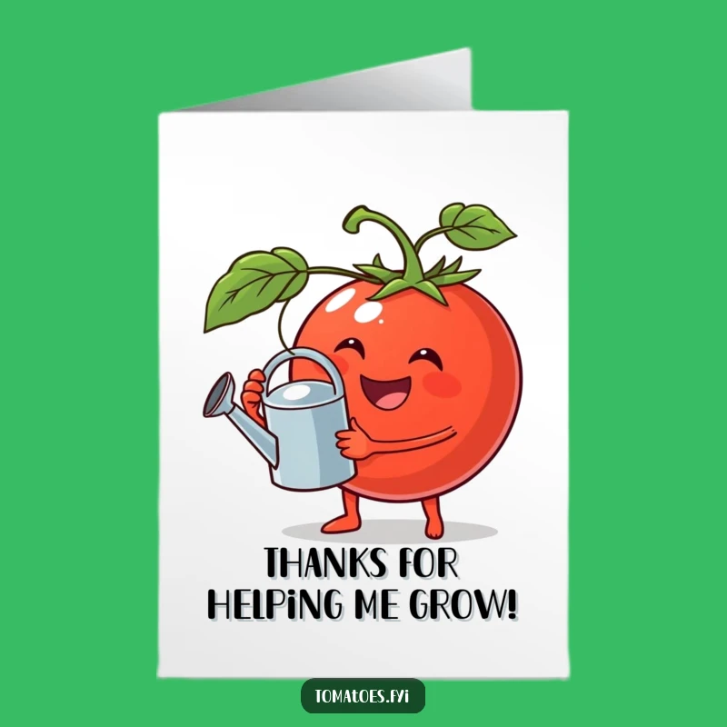 Free Printable Thank You Card: Jovial Watering Tomato - Grateful Downloadable Gift