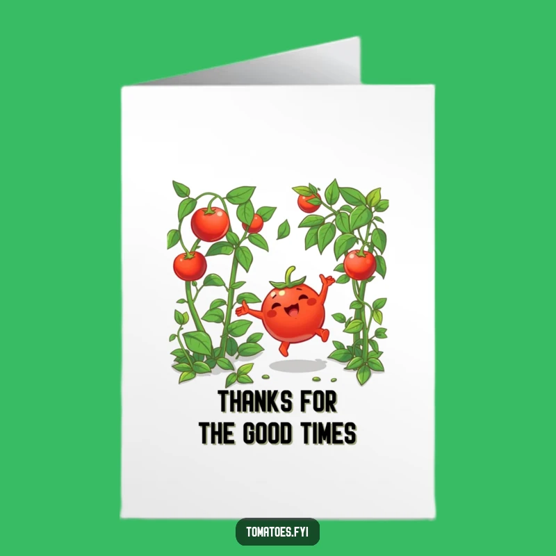 Free Printable Thank You Card: Cheerful Tomato Cartwheel, Funny Gift Idea