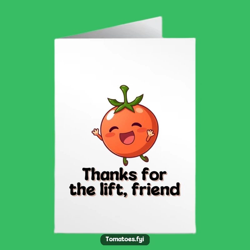 Free Printable Breezy Tomato Card: Funny Thanks with Floating Veggies