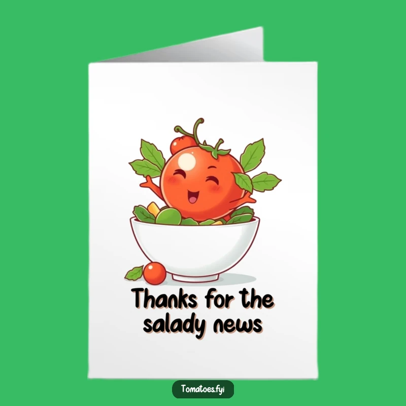 Free Printable Thank You Card: Diving Tomato Salad Cool Funny Gift