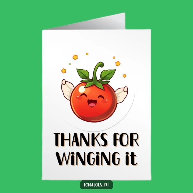 Free Printable Flying Tomato Thank You Card: Wings of Gratitude