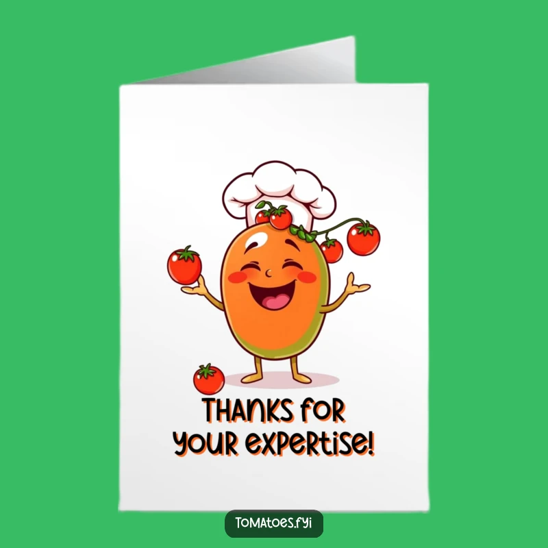 Free Printable Thank You Card: Juggling Tomato Chef Funny Downloadable Gift