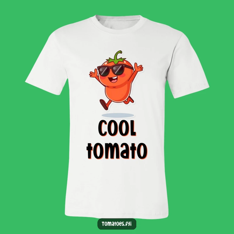 Funny Tomato Jump T-Shirt - Cool Sunglasses Veggie Graphic Tee, Playful Funny Gift