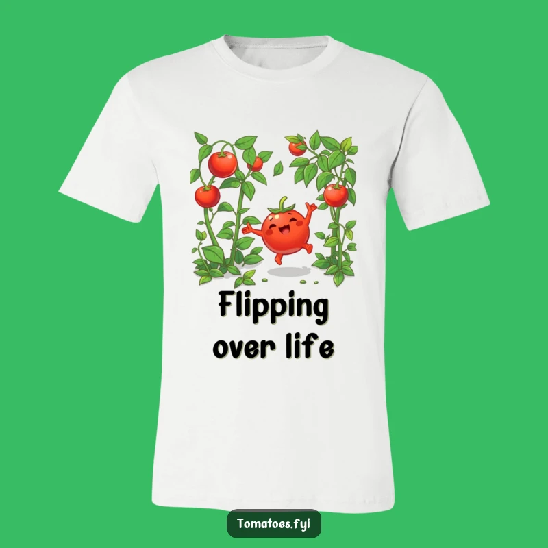 Funny Tomato Cartwheel T-Shirt - Energetic Cartoon Apparel Gift