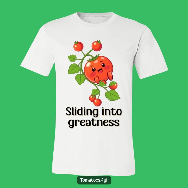 Funny Blushing Tomato T-Shirt - Adorable Vine Sliding Character Funny Gift Tee